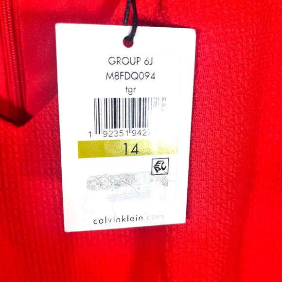NWT Calvin Klein Red V Neck Sleeveless Shift Plus Dress Size 14 - Picture 5 of 6
